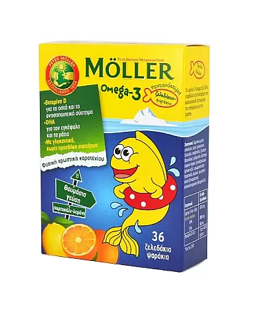 Moller's Omega 3 για Παιδιά 36 ζελεδάκια Πορτοκάλι Λεμόνι