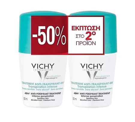 Vichy Anti-Transpirant Roll-On 48h 50mlx2 πράσινο