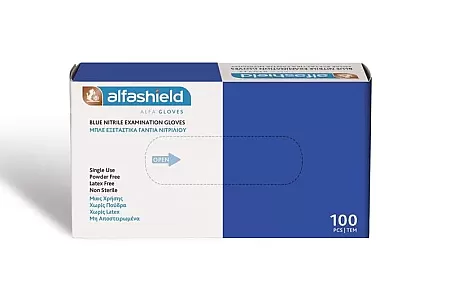 Εξεταστικά Γάντια Νιτριλίου μιας χρήσης ΜΠΛΕ Large - 100τμχ