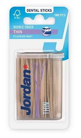 Jordan Dental Sticks Thin Fluoride Mint Οδοντογλυφίδες 100 τεμάχια