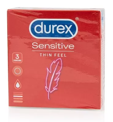 Durex Sensitive 3τμχ Προφυλακτικά Λεπτά για Μεγαλύτερη Ευαισθησία