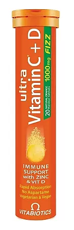 Vitabiotics Ultra Vitamin C+D Πορτοκάλι 20 αναβράζοντα δισκία