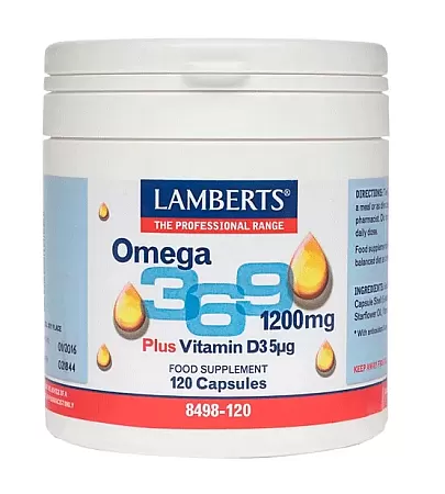 Lamberts Omega 3 6 9 1200mg Plus Vitamin D3 120 κάψουλες