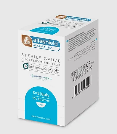 Alfashield Αποστειρωμένες Γάζες 5X5 Πακέτο 100τεμ
