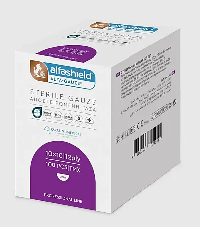 Alfashield Αποστειρωμένες Γάζες 10X10 Πακέτο 100τεμ