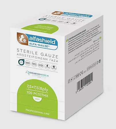 Alfashield Αποστειρωμένες Γάζες 7,5X,5 Πακέτο 100τεμ